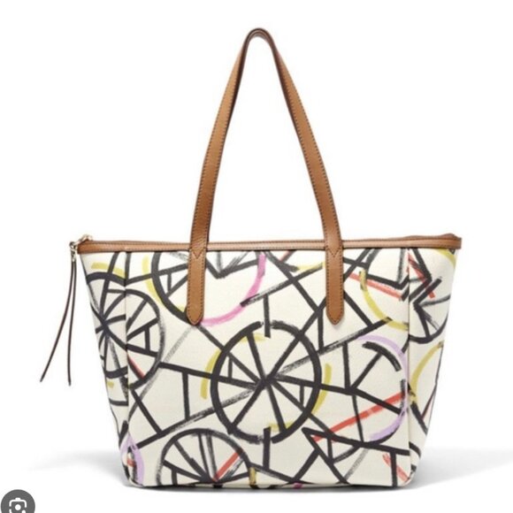 Fossil Graffiti Leather Tote Bag - Picture 1 of 5